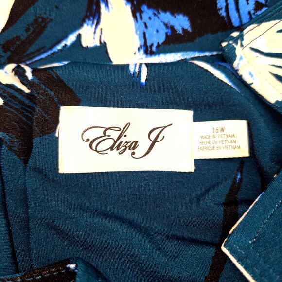 Eliza J 16W Women's Black Short Sleeve Maxi BOHO Dress Plus Size 1X - Picture 3 of 6